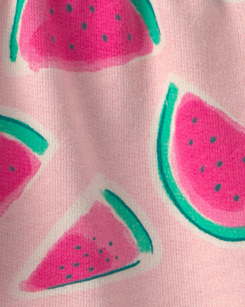 Baby Girl Watermelon French Terry Shorts - Pink