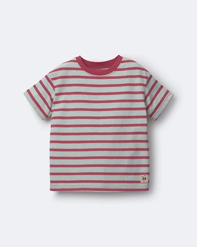 Toddler Boy Relaxed Tee Stripes - Red/Blue