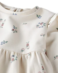 Baby Girl Organic Cotton French Terry Dress Berry Blossom Print