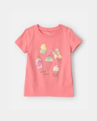 Toddler Girl Ice Cream Graphic Tee - Coral