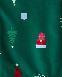 Toddler Christmas Tree Print Fleece Long-Sleeve Loose Fit 2-Piece pyjamas - Green