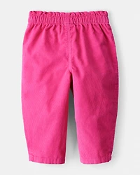 Baby Girl Heart Pocket Barrel Pants - Pink