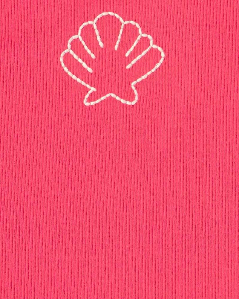 Toddler Girl Shell Ribbed Tank Top - Orange