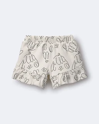 Toddler Girl Ruffle Butterfly Shorts Dog Print - Cream