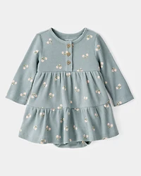 Baby Floral Thermal Bodysuit Dress