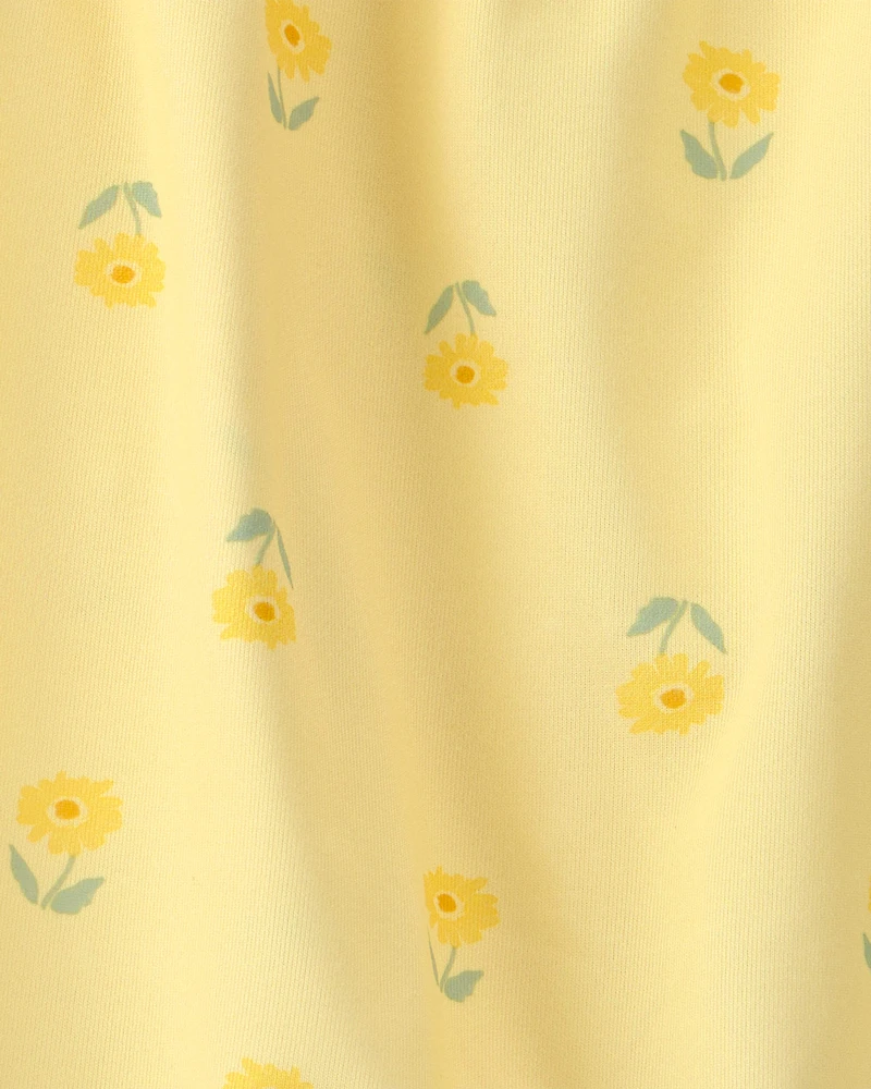 Toddler Girl Floral Sleeveless Loose Fit 2-Piece Pyjama Set - Yellow