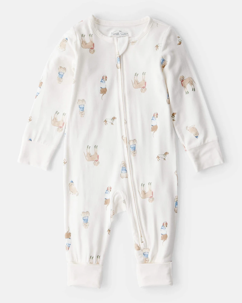 Baby Dog Print PurelySoft Snug Fit Sleeper - Cream