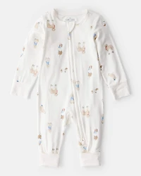 Baby Dog Print PurelySoft Snug Fit Sleeper - Cream