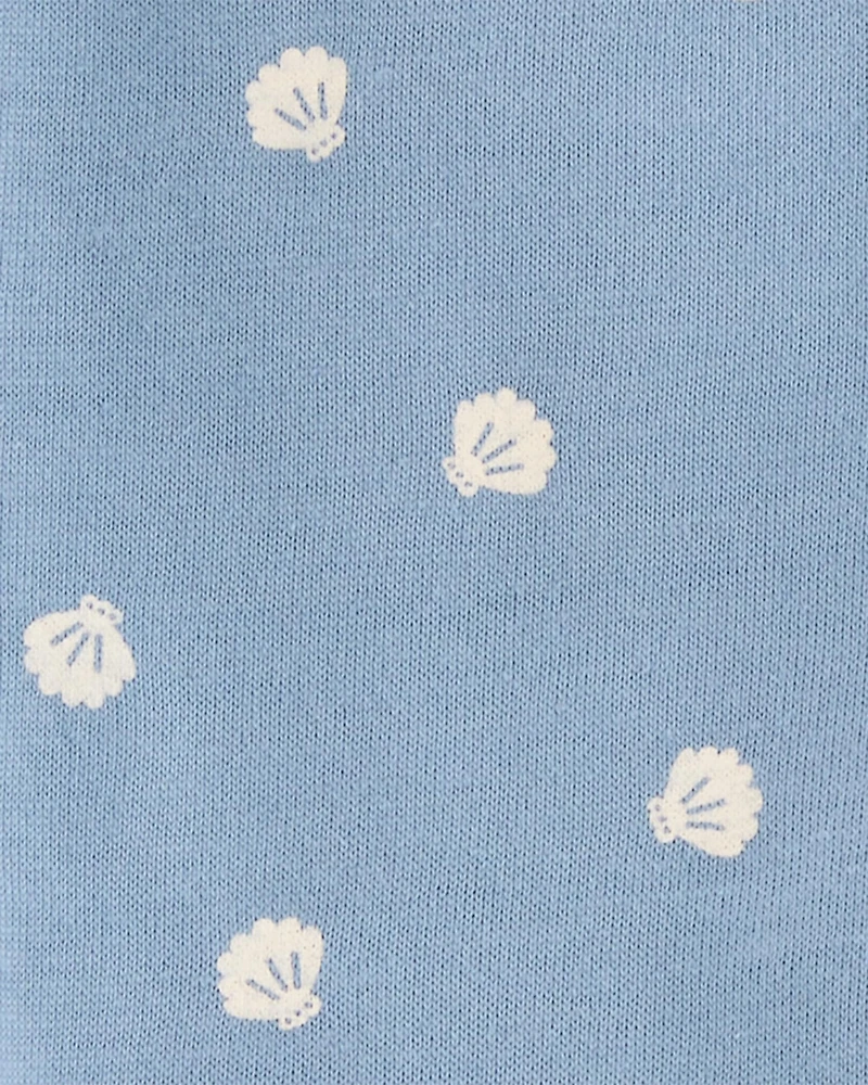 Baby Girl Shell Cotton Romper - Blue