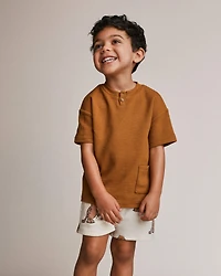 Toddler Boy Henley Tee with Pocket - Golden Yellow