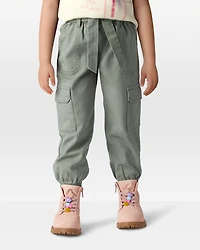 Toddler Girl Cotton Cargo Joggers - Green