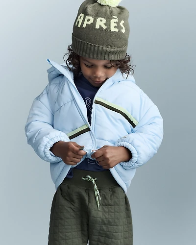 Toddler Boy Zip-Up Hooded Puffer - Light Blue