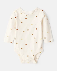 Baby Girl 3-Piece Turkey Print Cotton Dress Set - White/Brown