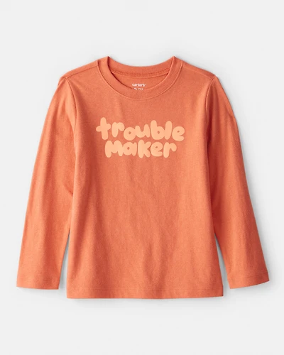 Toddler Boy Troublemaker Long-Sleeve Graphic Tee - Orange