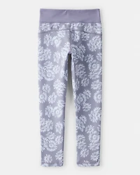 Girls Floral Active Leggings - Blue