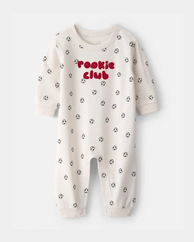 Baby 'Rookie Club' French Terry Jumpsuit - Cream