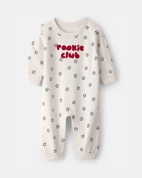 Baby 'Rookie Club' French Terry Jumpsuit - Cream