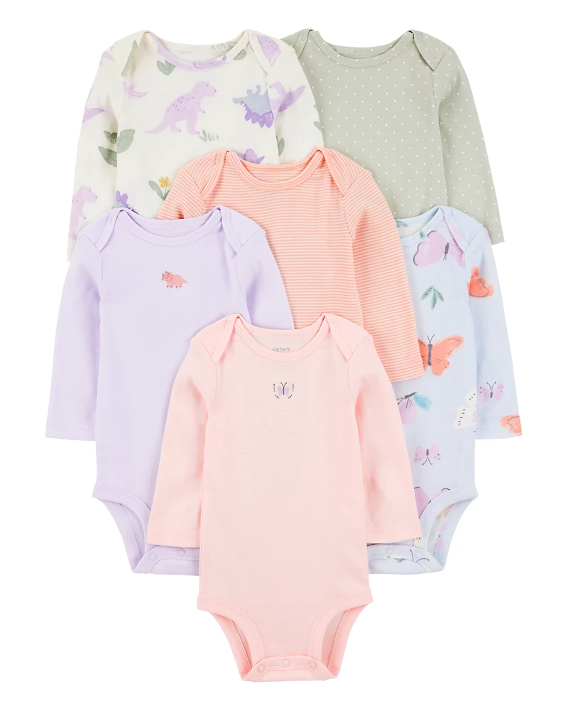 Baby Girl 6-Pack Long-Sleeve Original Bodysuits