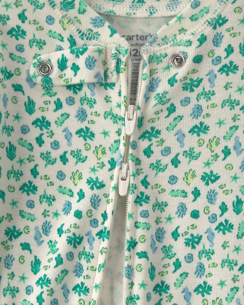 Baby Girl Sea Life 100% Cotton 1-Piece Pyjama - Green