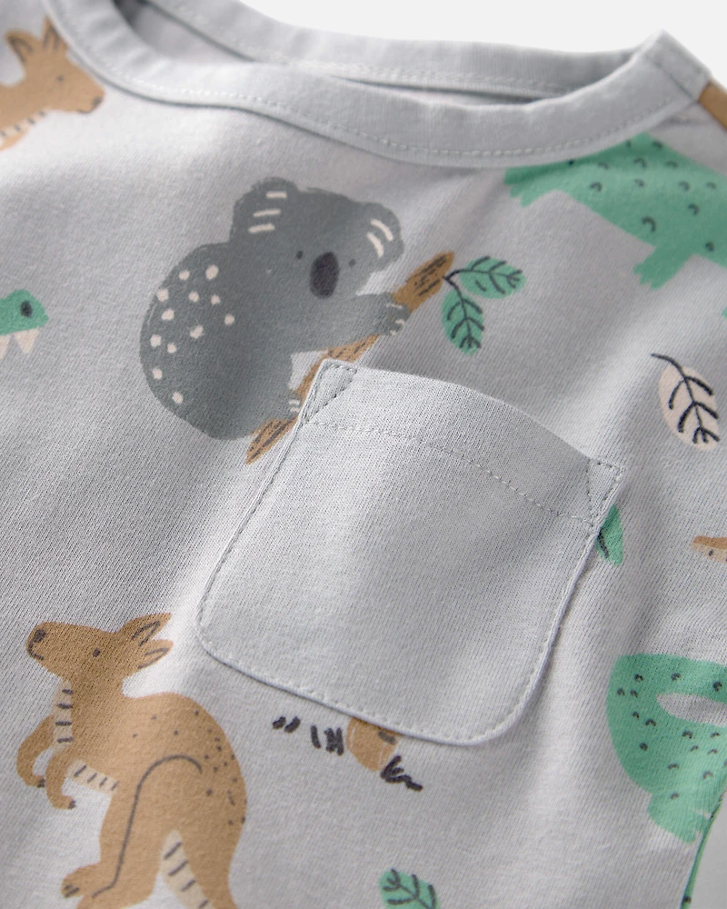 Baby 2-Pack Organic Cotton Rompers Aussie Friends Print