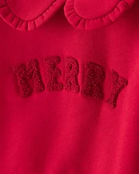 Baby Girl Christmas Merry Long-Sleeve Pullover Sweatshirt - Red