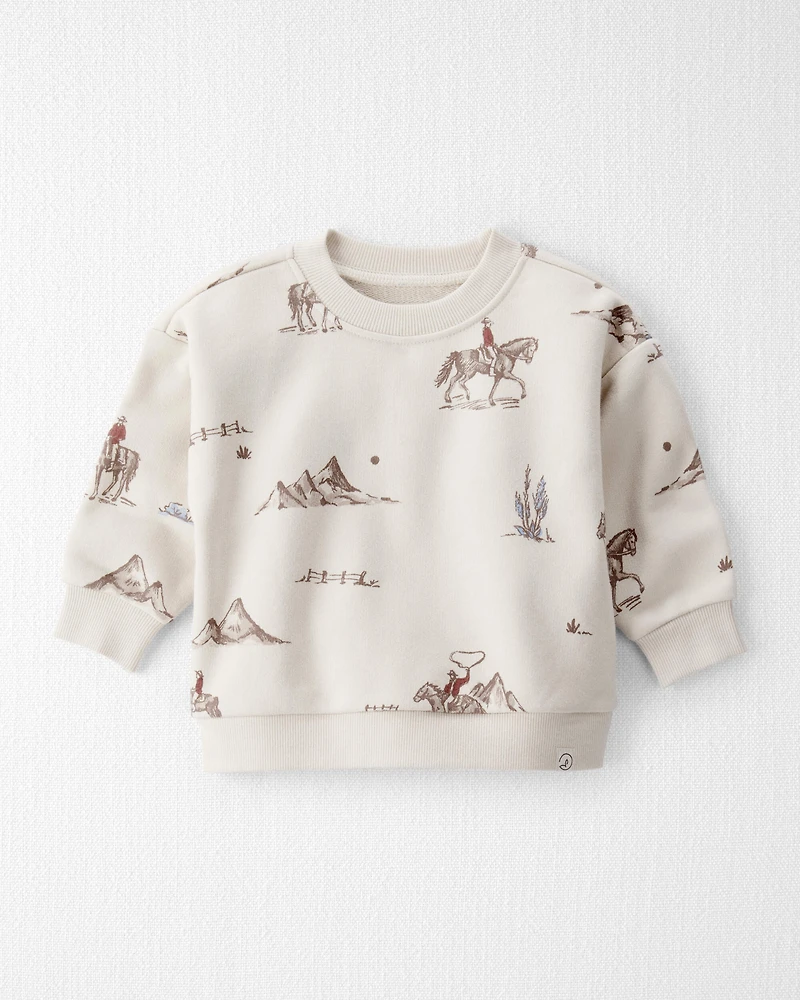 Baby French Terry Sweatshirt Made with Organic Cotton Western Rodeo Print