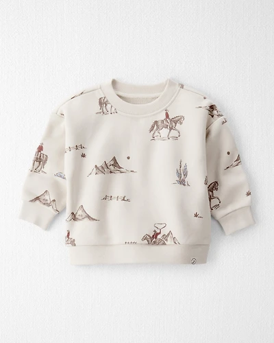 Baby French Terry Sweatshirt Made with Organic Cotton Western Rodeo Print
