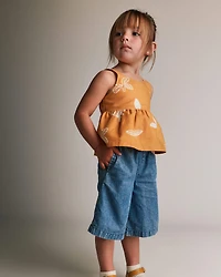 Toddler Girl Wide-Leg Cropped Pant Chambray