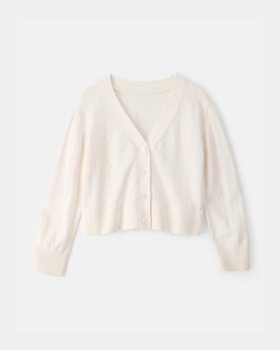 Girls Cardigan Sweater - Cream
