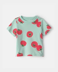 Baby Boy Tomato Print Graphic Tee - Green