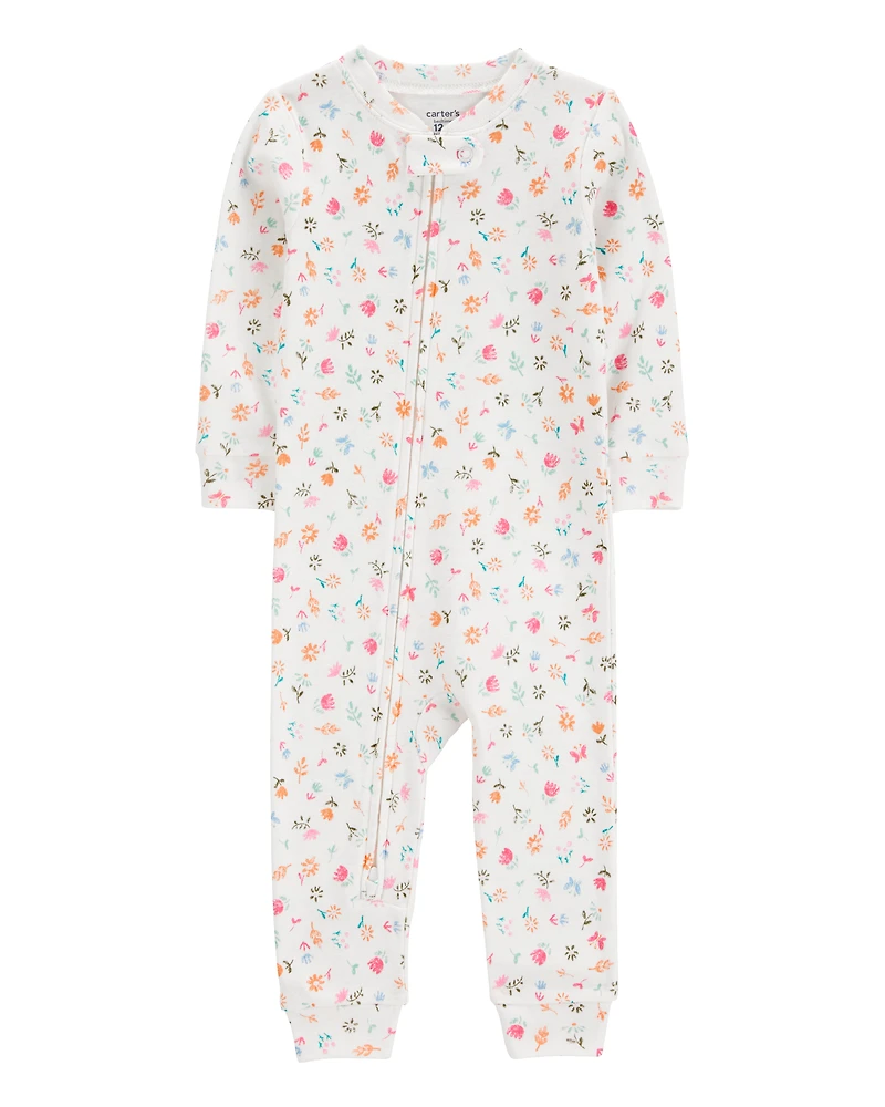 Toddler Girl Floral Print Snug Fit Cotton Footless 1-Piece Pyjamas