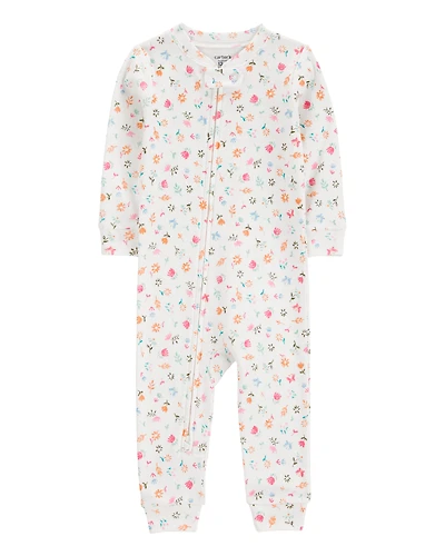 Toddler Girl Floral Print Snug Fit Cotton Footless 1-Piece Pyjamas