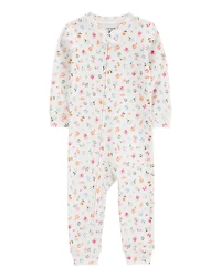 Toddler Girl Floral Print Snug Fit Cotton Footless 1-Piece Pyjamas