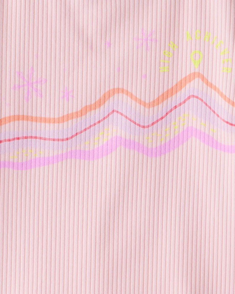 Girls Active Rib Long-Sleeve Top - Pink