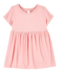 Baby Girl Solid Bodysuit Dress - Pink