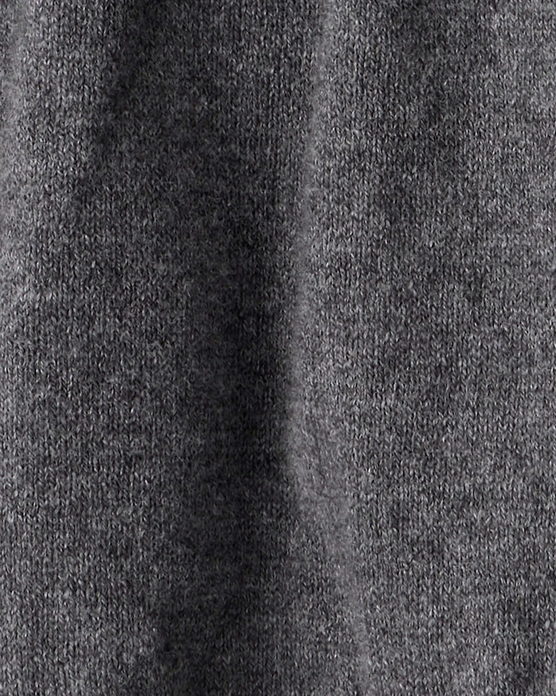 Baby Girl Bow Print Cotton Long-Sleeve Dress Set - White/Grey