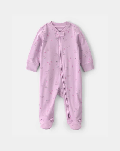 Baby Girl Bunny 100% Cotton 2-Way Zip Sleeper - Purple