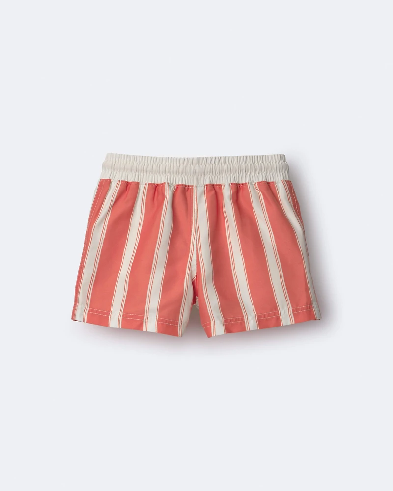 Toddler Boy Striped Swim Trunks - Orange