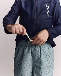 Toddler Boy Swim Trunk Dot Print - Pale Blue