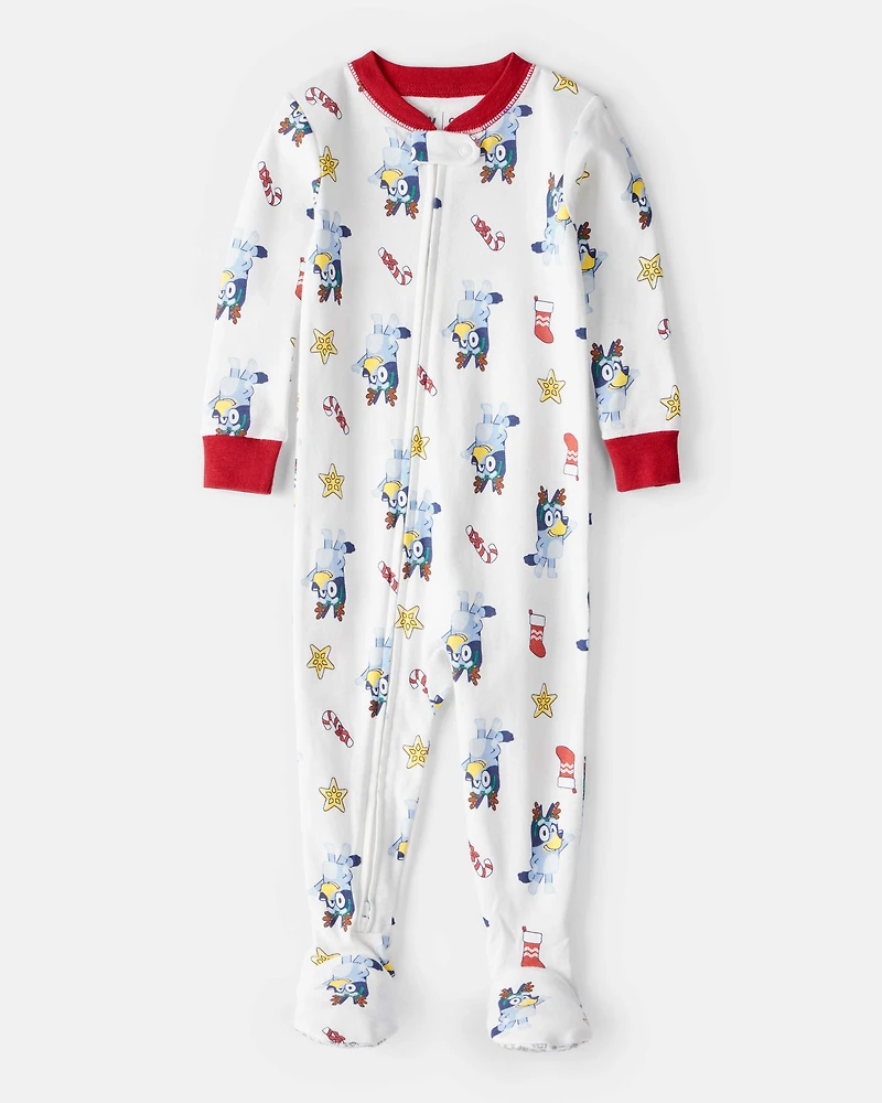 Baby Bluey™ 100% Cotton Long-Sleeve Snug Fit 1-Piece Pajamas - White