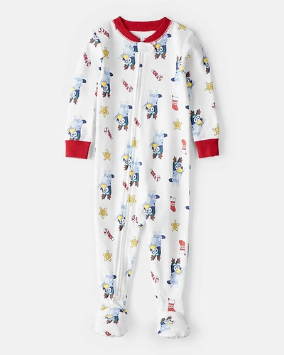 Baby Bluey™ 100% Cotton Long-Sleeve Snug Fit 1-Piece Pajamas - White