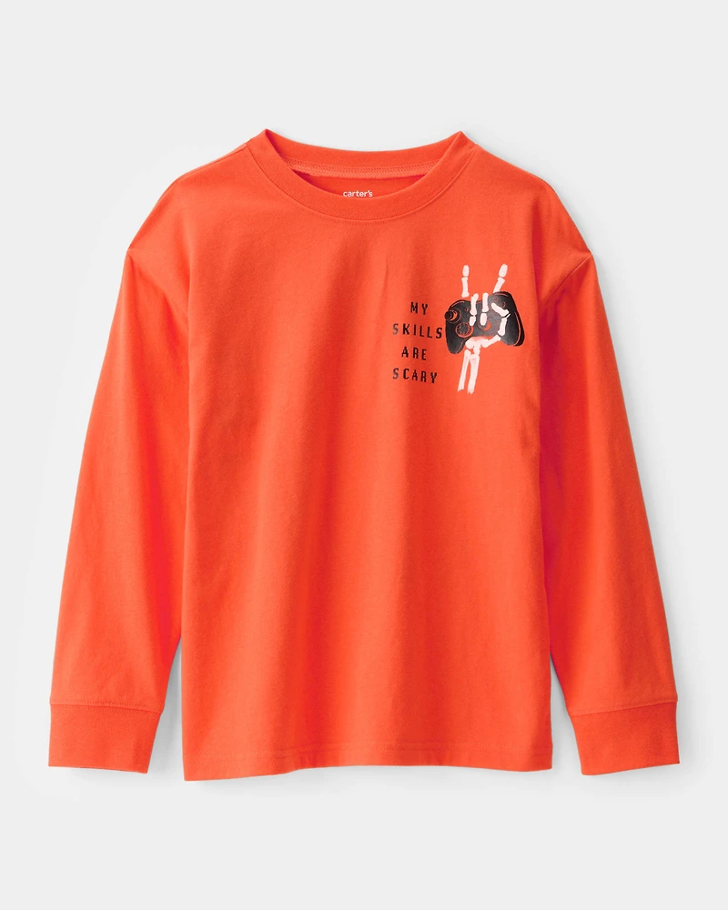 Kid Halloween Video Game Long-Sleeve Graphic Tee