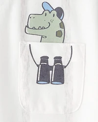 Toddler Boy Dinosaur Graphic Tee - White