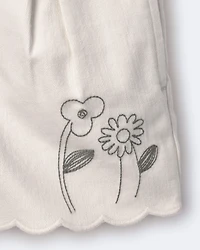 Toddler Girl Floral Scalloped Short - Cream