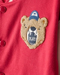 Toddler Boy Bear Long-Sleeve Varsity Fashion Jacket - Red