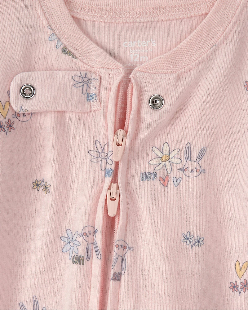 Baby Girl Easter Bunny 100% Cotton Snug Fit 1-Piece Pajama Set - Pink