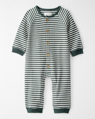 Baby Organic Cotton Waffle Knit Jumpsuit Stripes