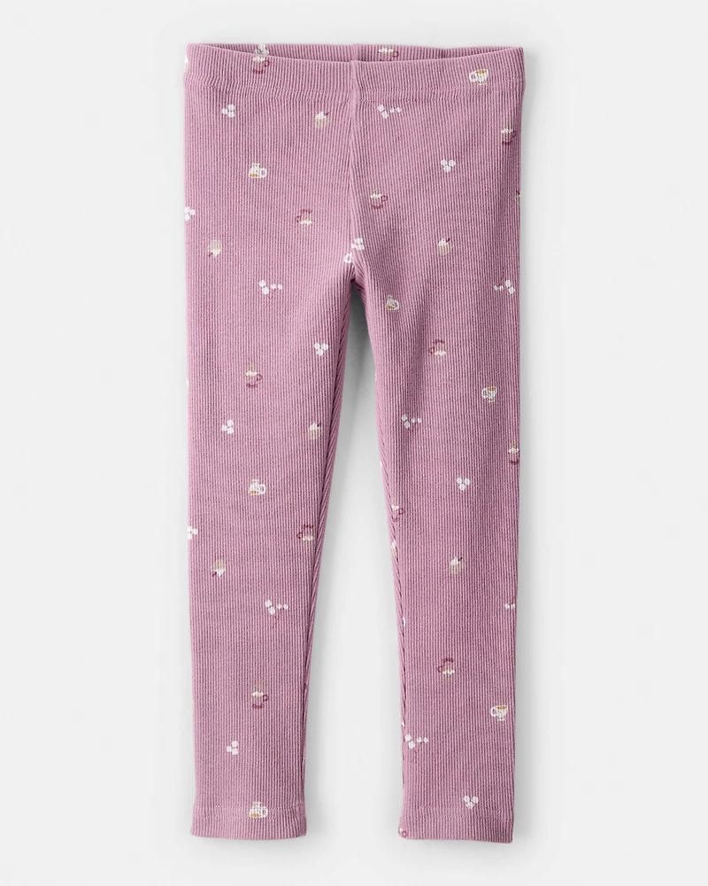 Toddler Girl Quilted Quarter-Zip & Floral Legging Set - Purple