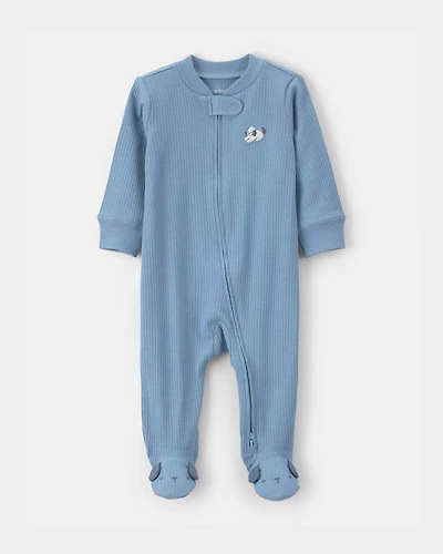 Baby Puppy Cotton 2-Way Zip Sleeper - Blue