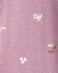 Baby Girl Quilted Quarter-Zip & Floral Legging Set - Purple